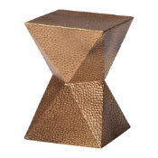 Baxton Studio Pacey Textured Metal Accent Table - Geometric Gold Side Table with Hourglass Silhouette for Indoor or Semi-Outdoor Use Baxton Studio restaurant furniture, hotel furniture, commercial furniture, wholesale living room furniture, wholesale end table, classic end table